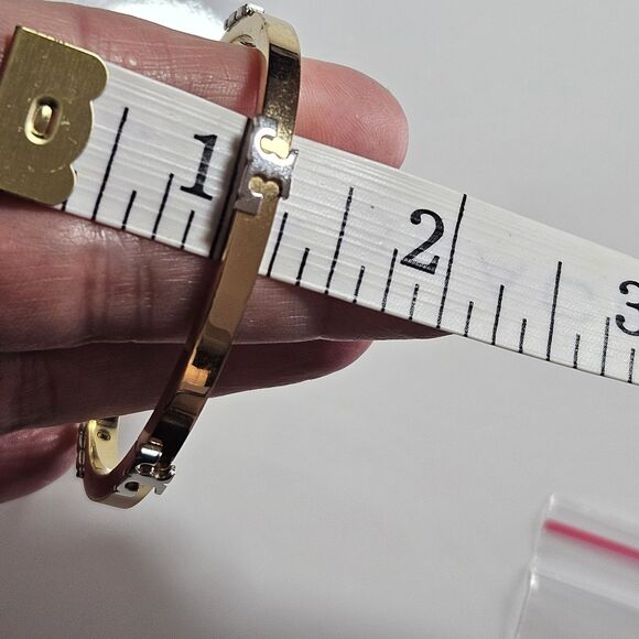 *Sale* Tory Burch Gold Tone Hinges Bracelet With Silver Tone Accents - Picture 7 of 12